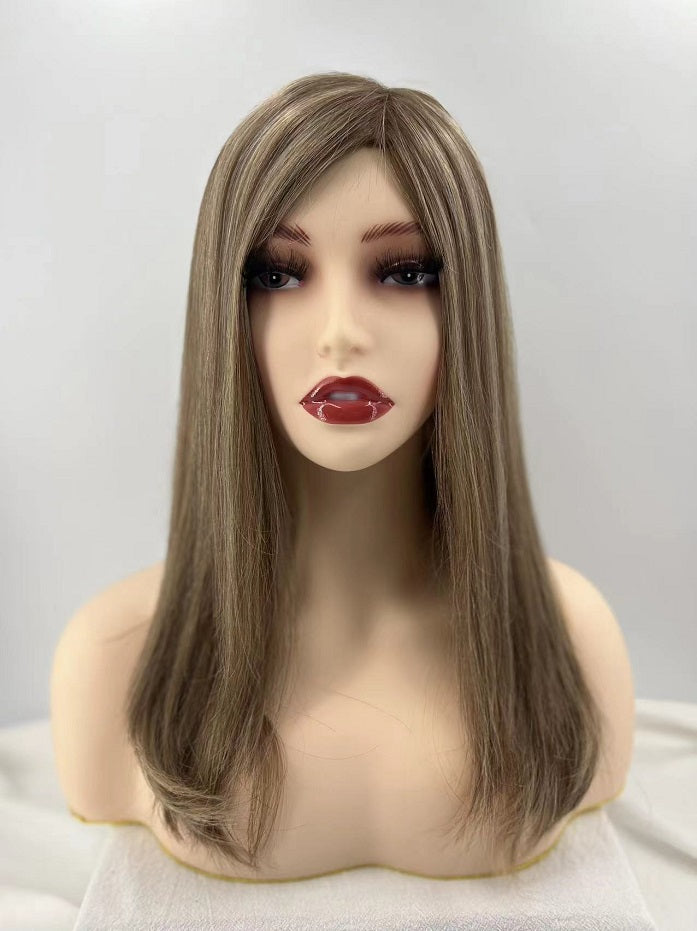 Salvi hair-SHW023 100% European hair ,130%density M cap size Highlight color Injection silky top lady's wig 22inches