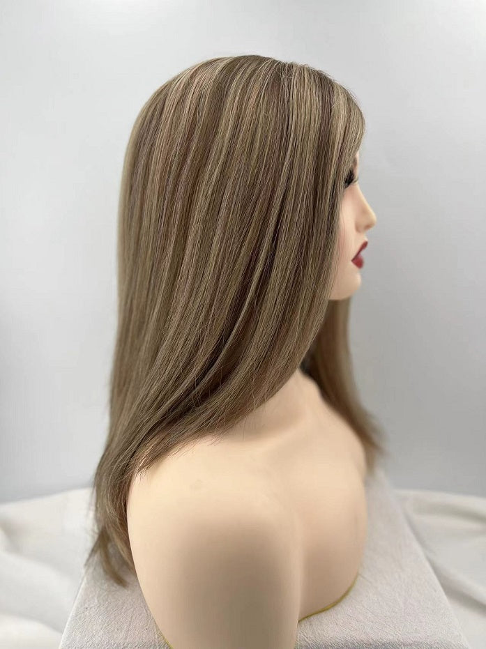 Salvi hair-SHW023 100% European hair ,130%density M cap size Highlight color Injection silky top lady's wig 22inches