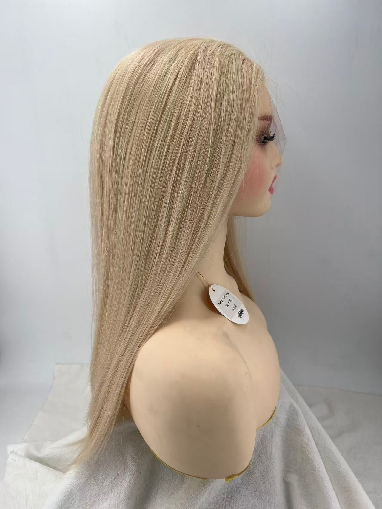 Salvi hair-SHW022  Full hand tied made 100% cuticle real hair ,130%density M cap size blond color full swiss lace 22inches