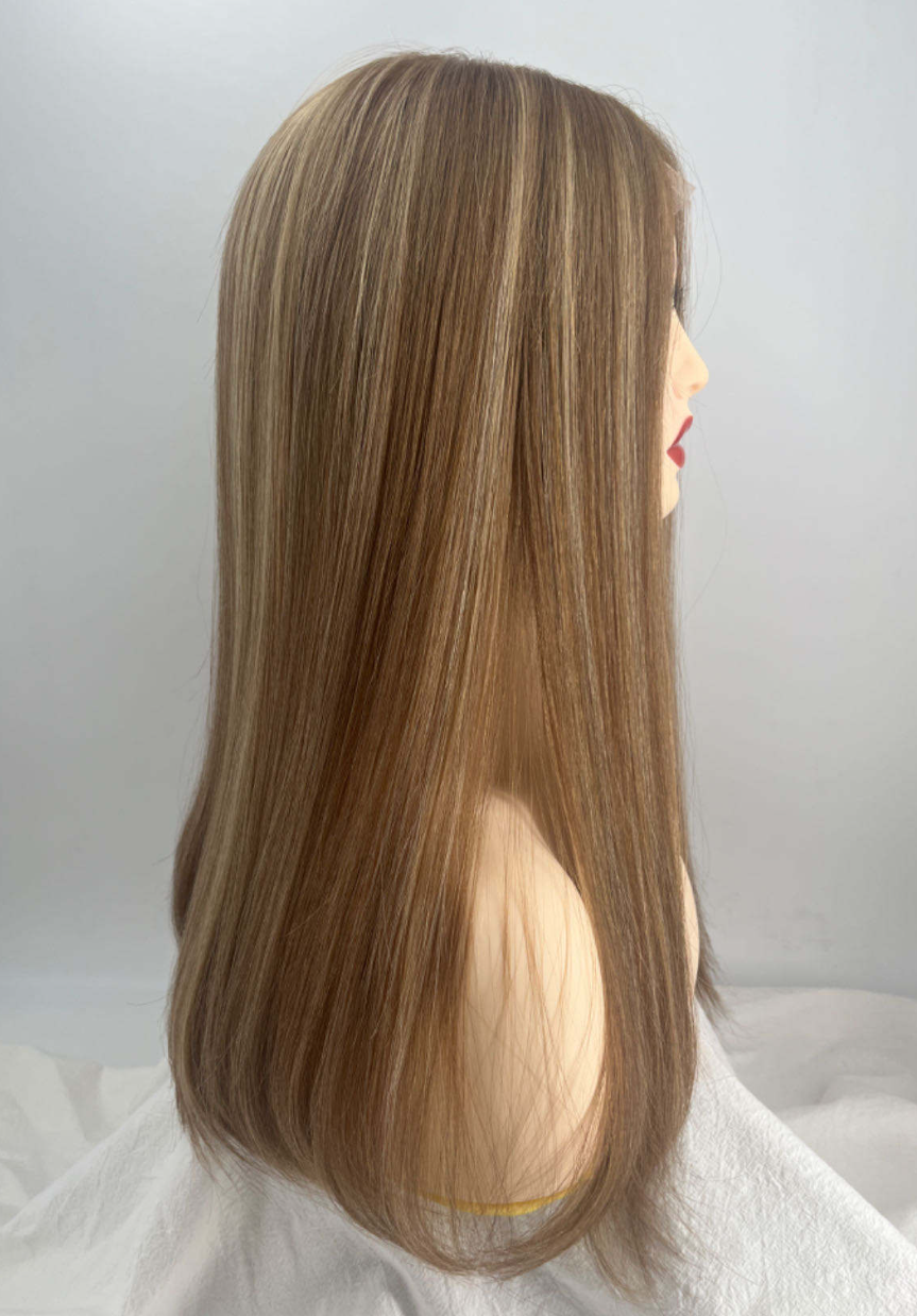 Salvi hair-SHW011  Lace top wig  100% Chinese cuticle hair ,Jewish wig ,kosher wig ,Breathable and lightweightswiss lace top ,Smll layer ,150% density  20inch（副本）