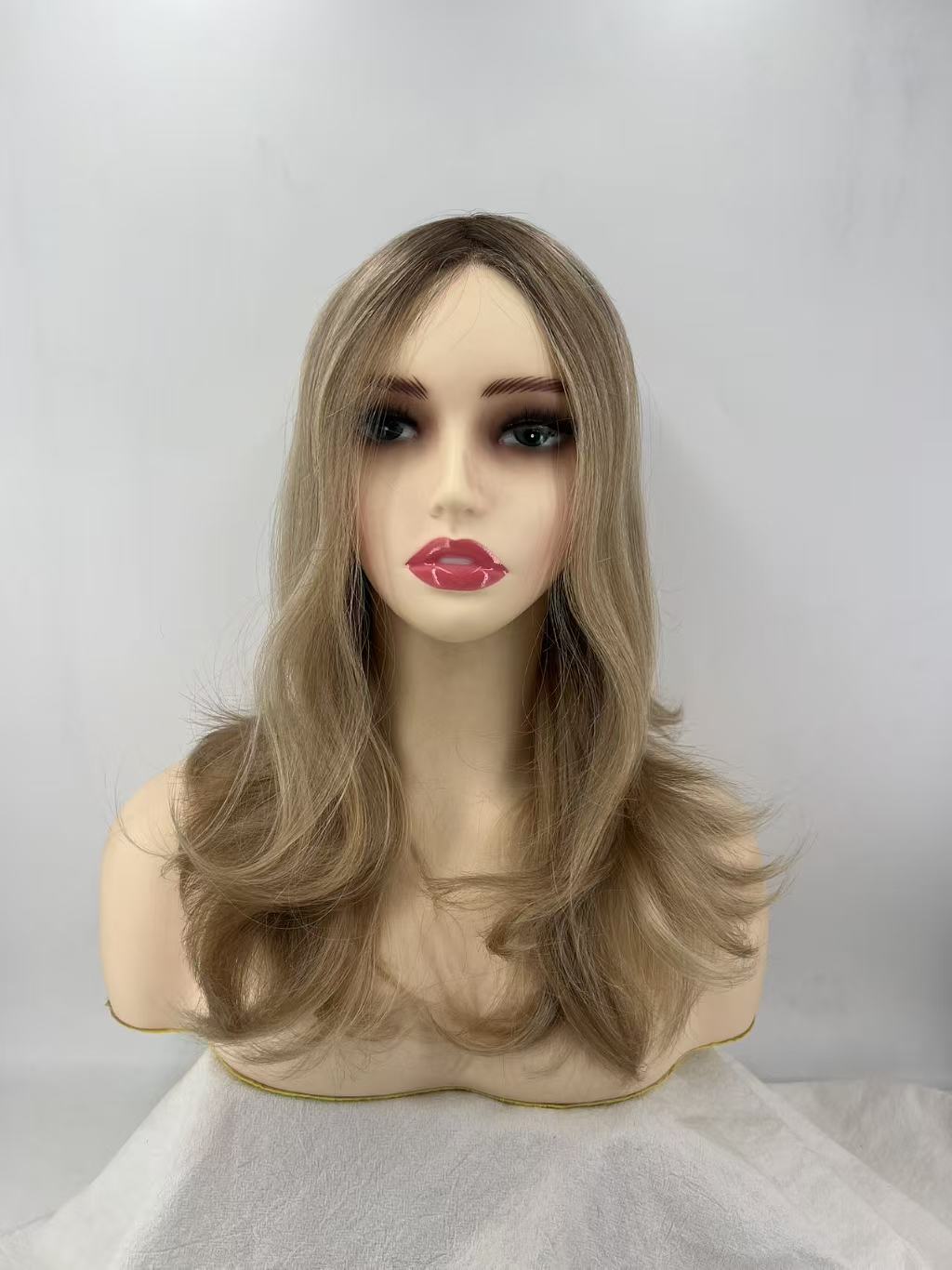 Salvi hair -SHW010  Full hand knitted wig free style 130% density 100% Cuticle Chinese natural hair 18inch French lace/0.12#lace 16inch（副本）