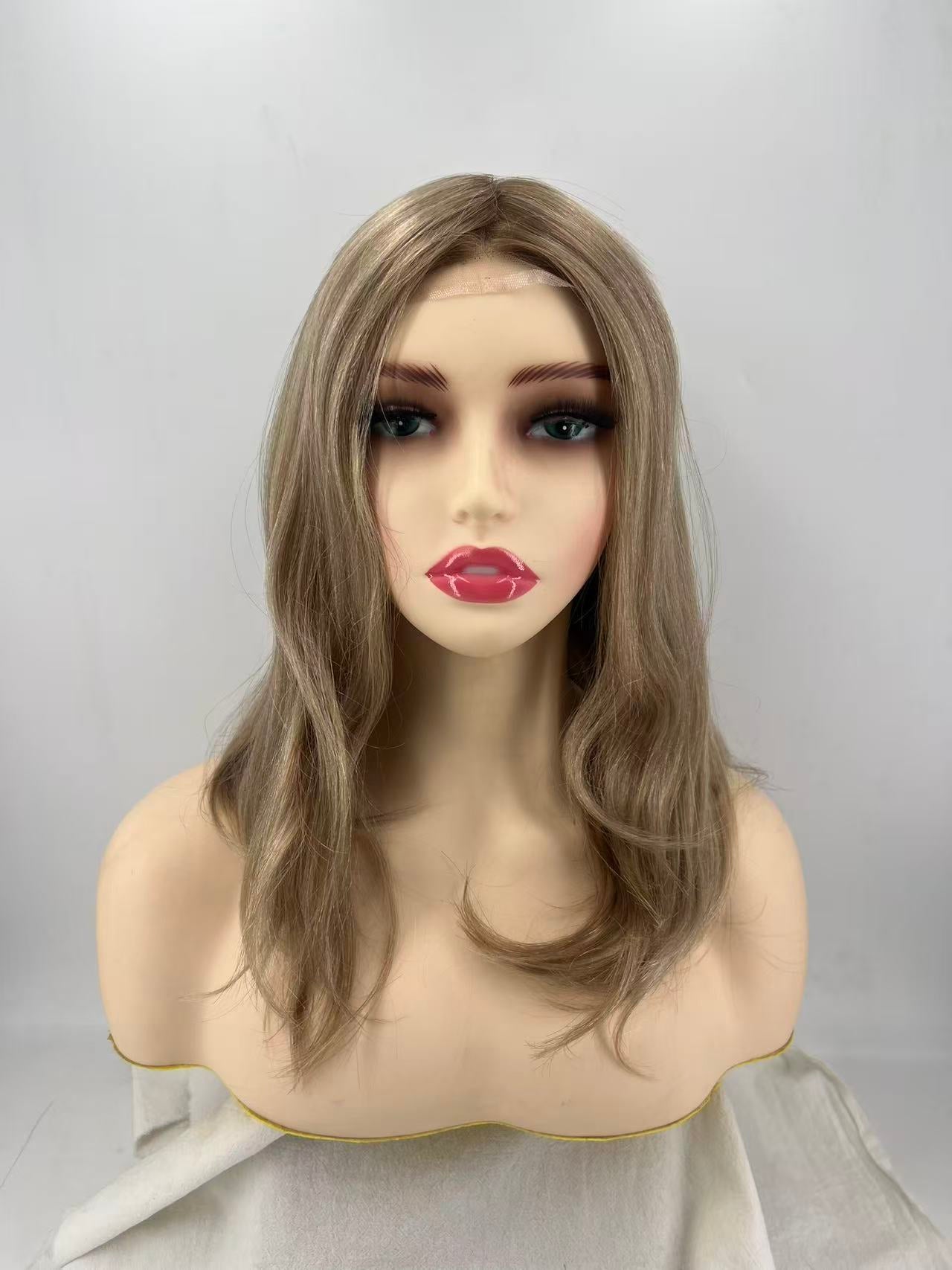 Salvi hair-SHW019  Mono top with 1/2" French Lace front Wefted sides back 14" 130% density wigs ,hairpiece for women Natural real hair
