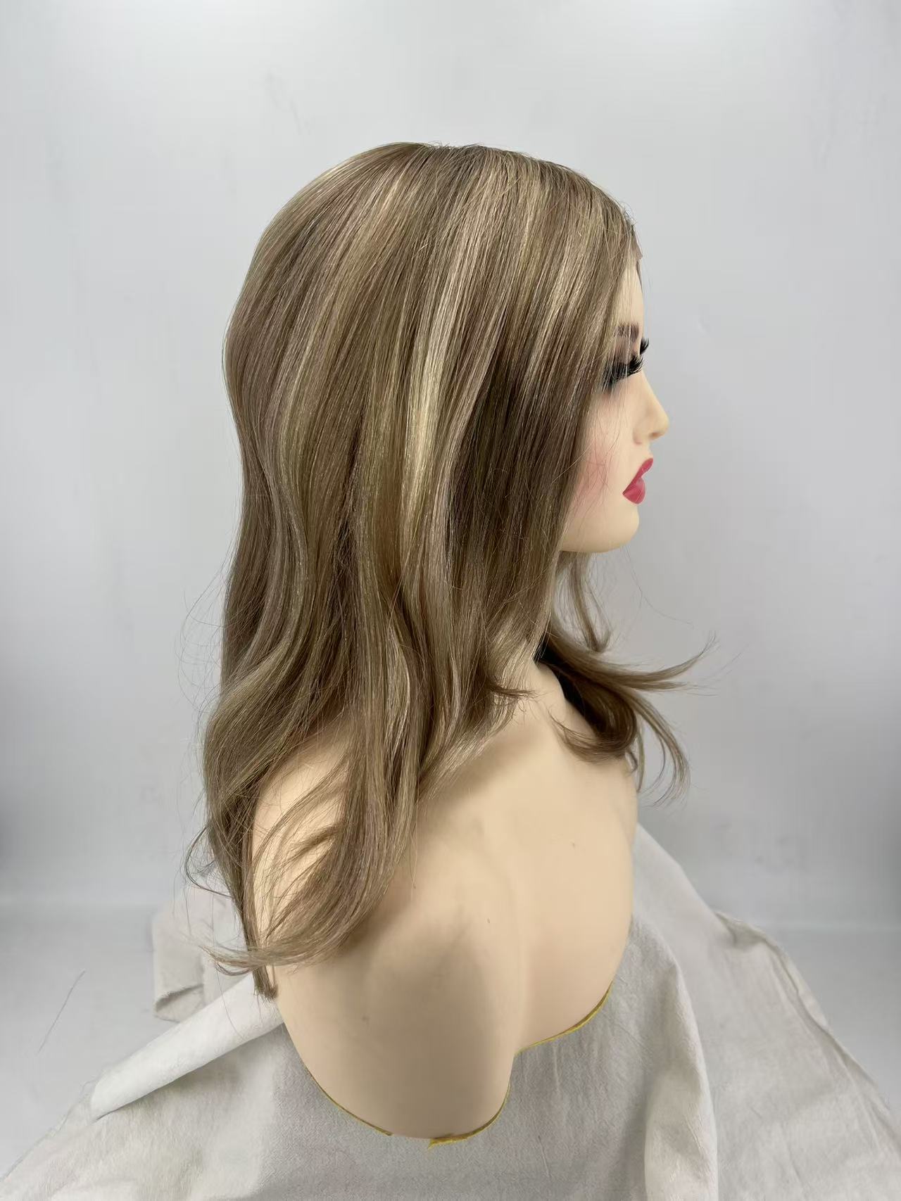 Salvi hair-SHW019  Mono top with 1/2" French Lace front Wefted sides back 14" 130% density wigs ,hairpiece for women Natural real hair