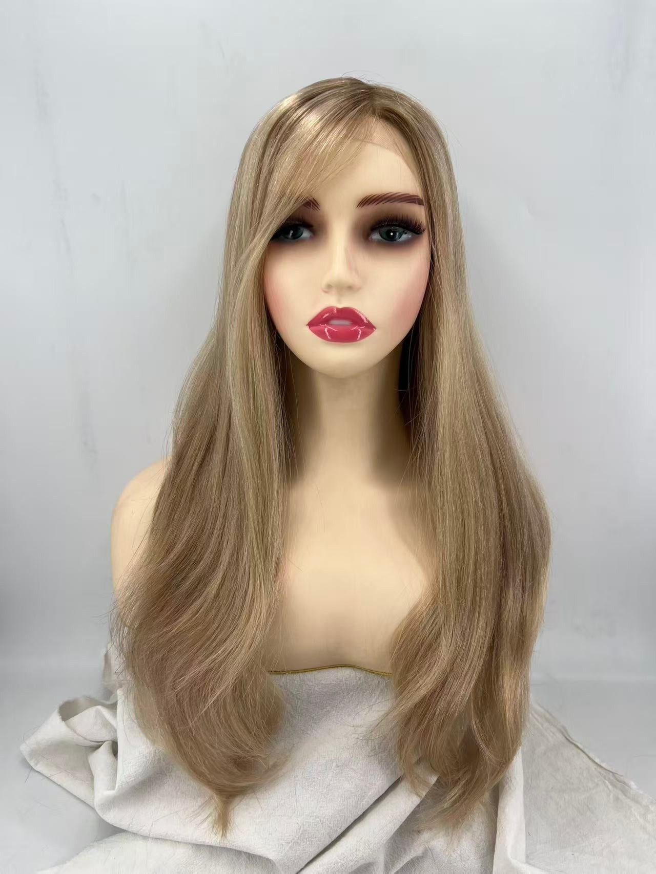 Salvi Hair-SHW016 100% European human hair Polyskin and Soft Silicone strips combined with stretch Medical wigs natural density and free style  M cap size