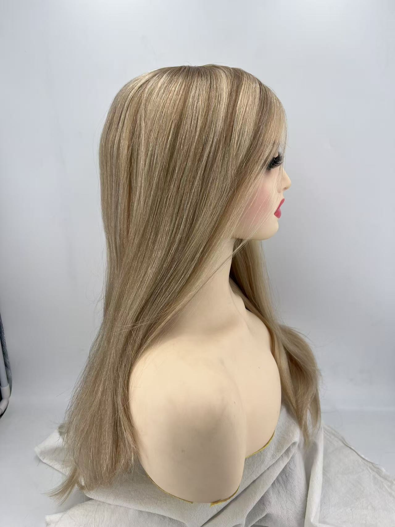 Salvi Hair-SHW016 100% European human hair Polyskin and Soft Silicone strips combined with stretch Medical wigs natural density and free style  M cap size