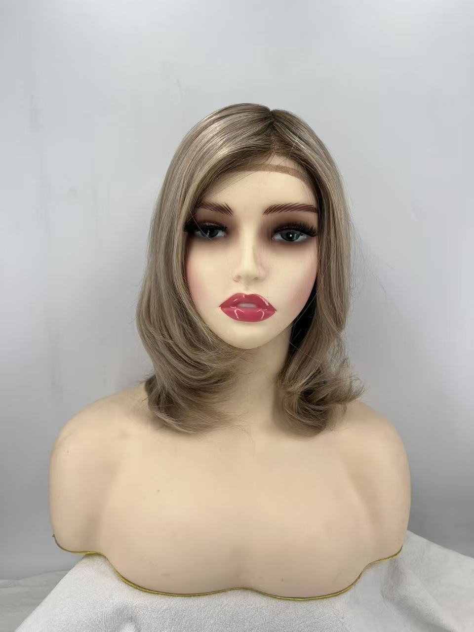 Salvi hair-SHW017 100% European hair ,New Injection Lace  with 1" French Lace front temple Wefted sides back M cap natural density wigs