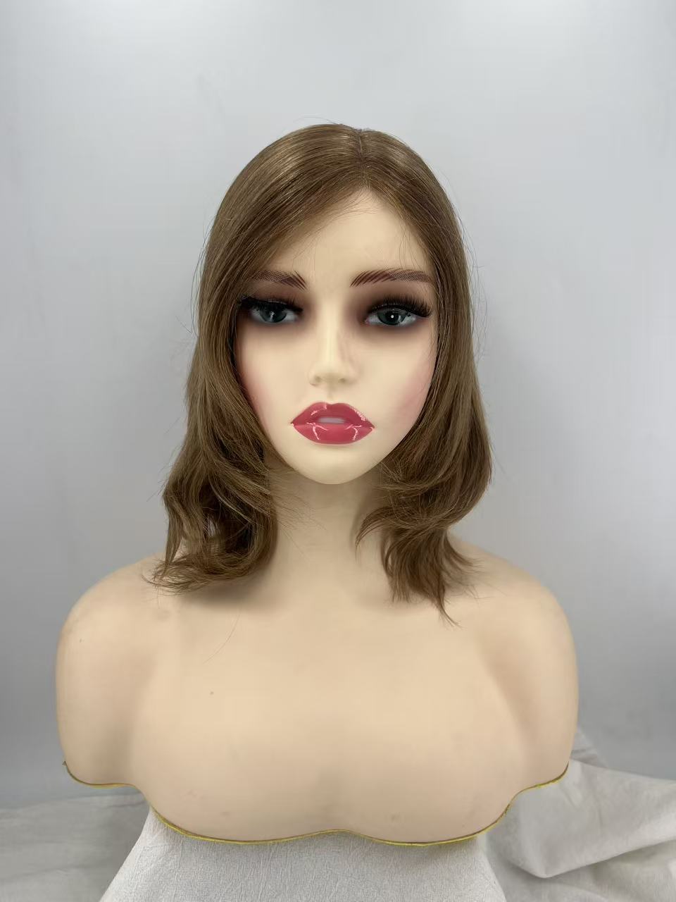 Salvi hair-SHW020  100% European hair French Lace in font & temples, 4"x4" Jewish Silk Top wig; Wefted sides back Medium Cap Size 8“  Col.#NC20