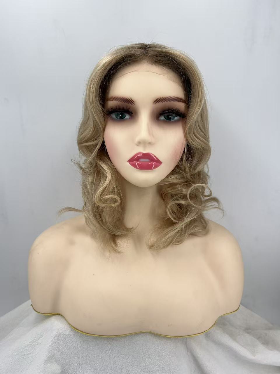 Salvi Hair-SHW015 100% European human hair  , Lace front Mono top Machine weft back  Body wave wigs 130% density  M cap size