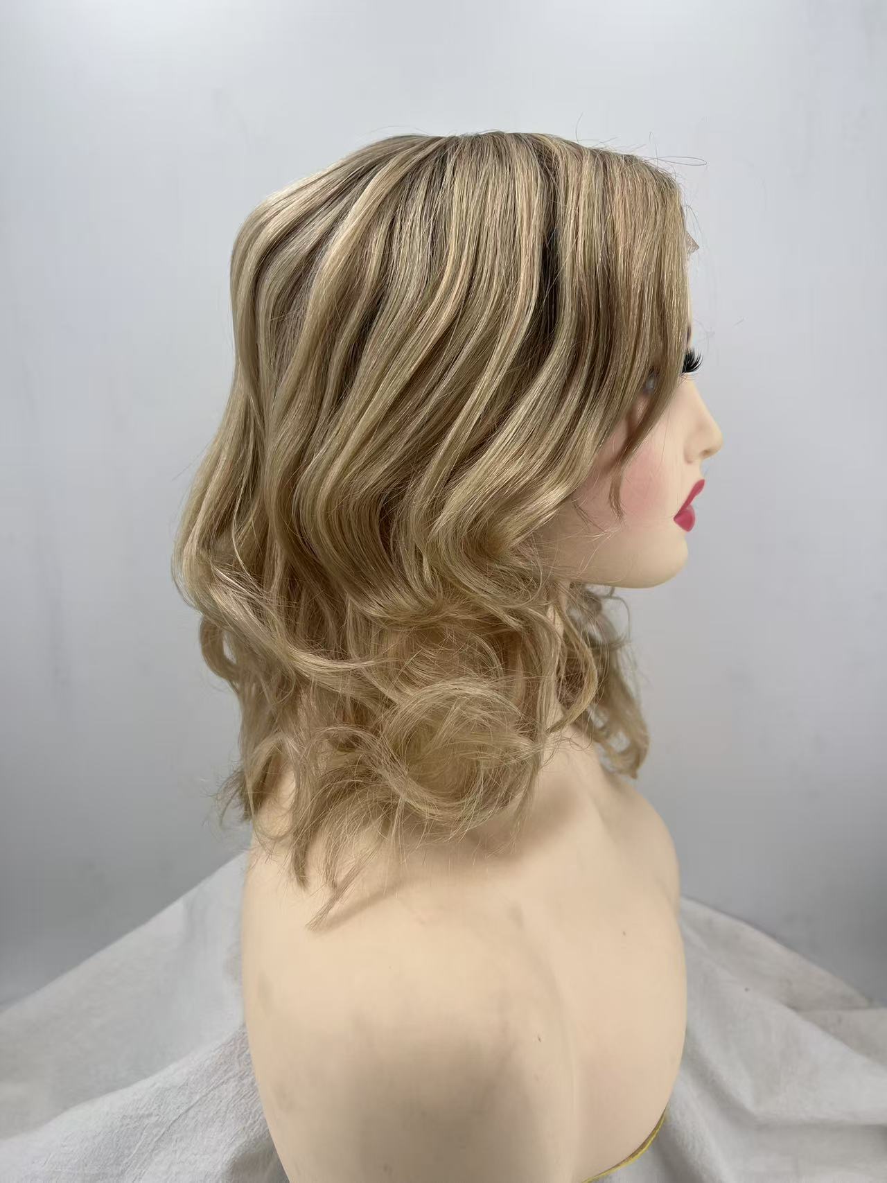 Salvi Hair-SHW015 100% European human hair  , Lace front Mono top Machine weft back  Body wave wigs 130% density  M cap size