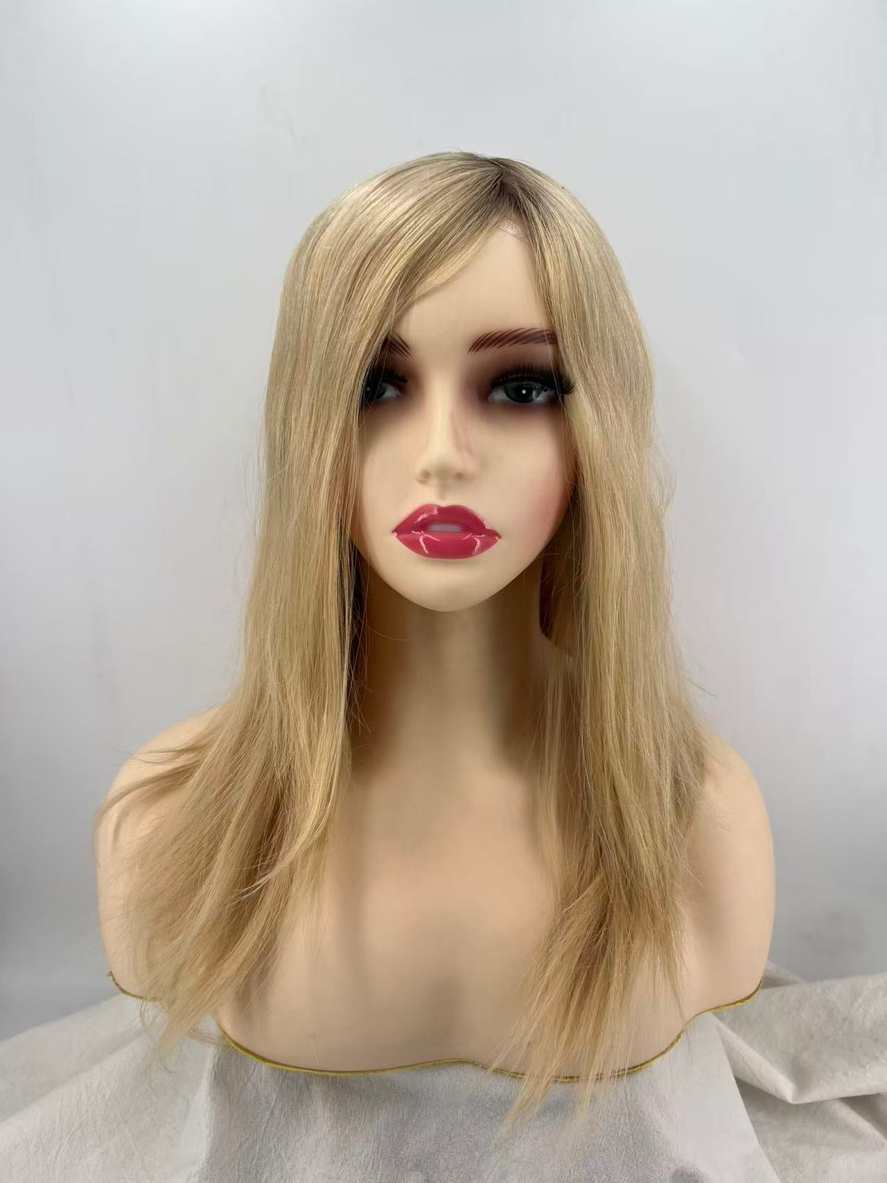 Salvi hair-SHW018 French Lace front and top,Wefted sides back Straight,Chinese Hair M cap natural density wigs