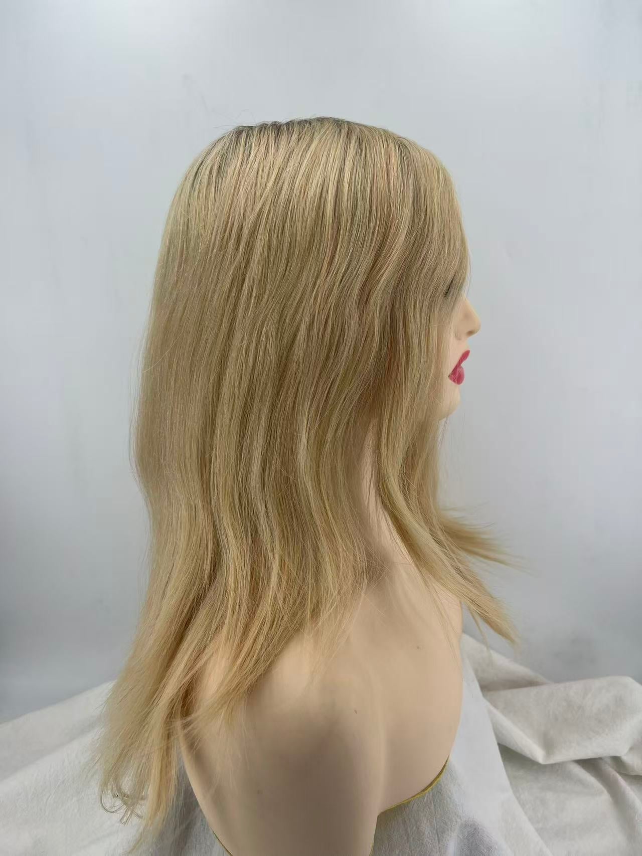 Salvi hair-SHW018 French Lace front and top,Wefted sides back Straight,Chinese Hair M cap natural density wigs