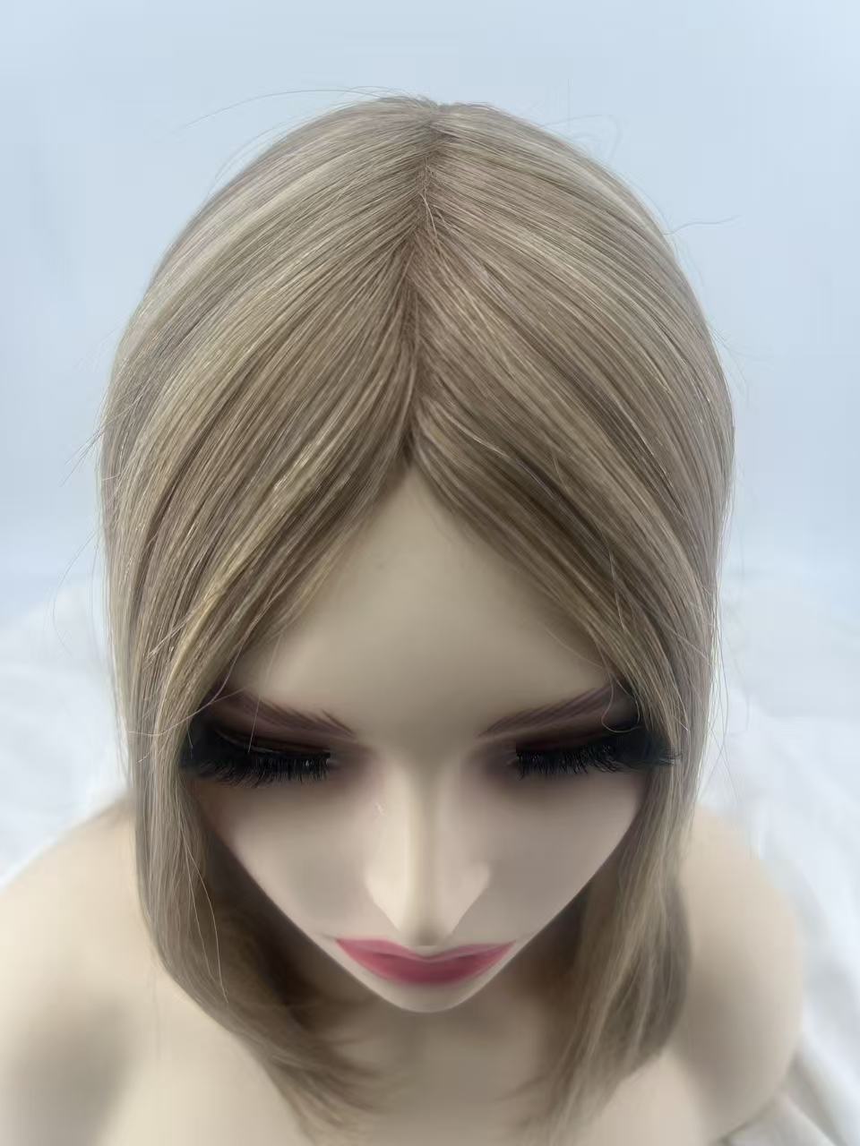 Salvi hair-SHT08 Fine Mono in body Topper Wefted in sides and back 6"x7° Col.13inch #12/14/25S-R 12 Free Style 120% density