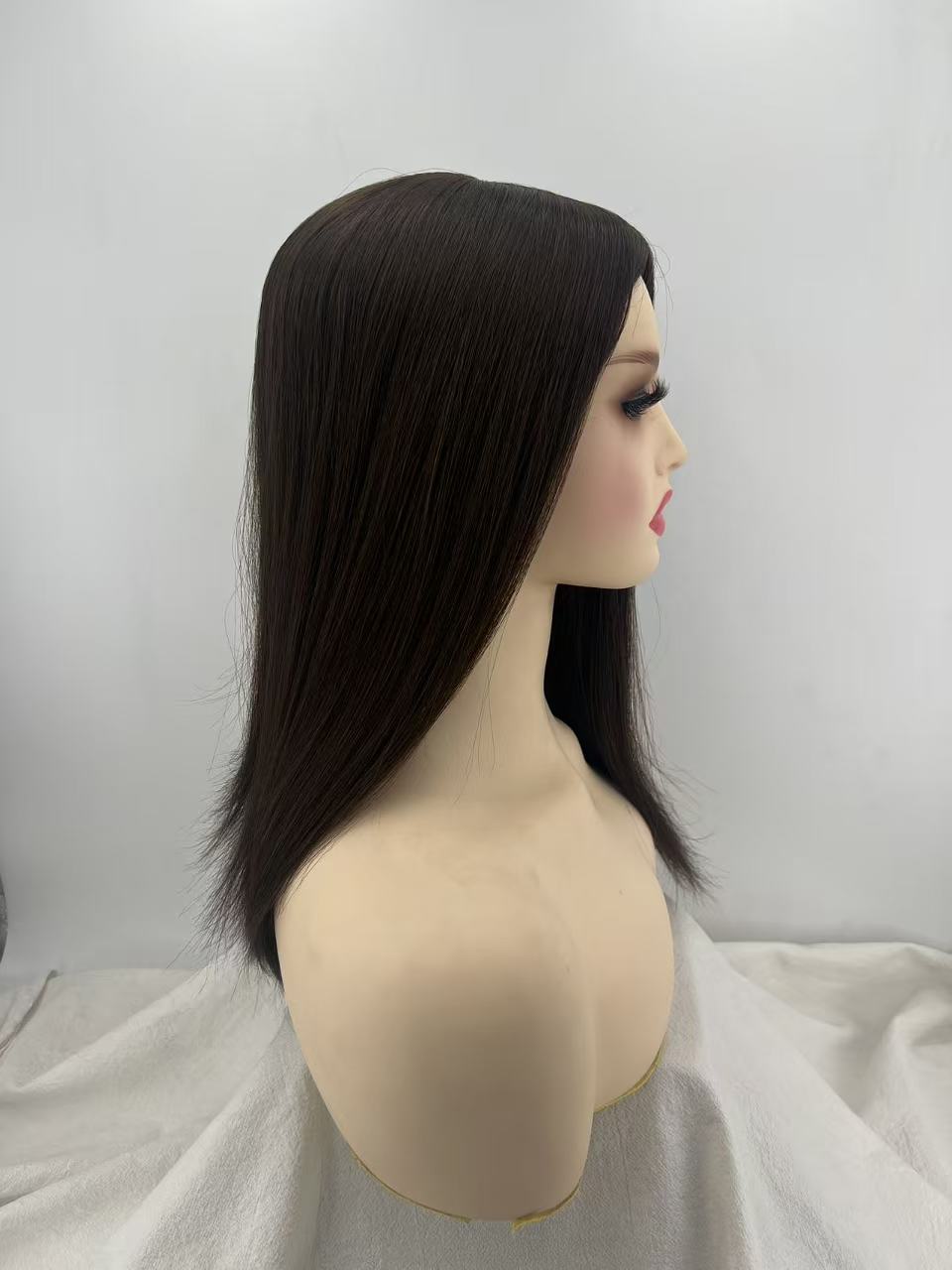 Salvi hair-SHT010  Injection Poly Lace in body,1/4" Poly Coating ,and 1/8" folded Lace in front,Wefted in sides and back Natural Straight, 16inch  6"x6.5" Chinese Cuticle Remy Hair Medium Light to Medium,120%