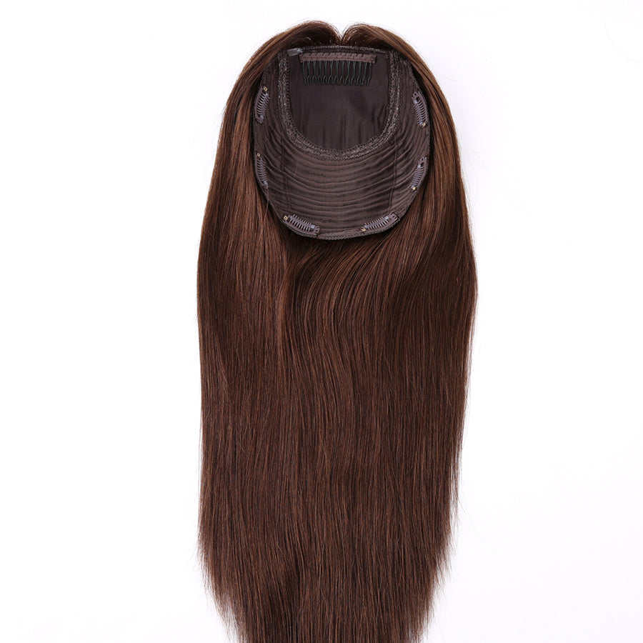 Salvihair-Topper-A06,Real hairTopper ,14inch Dark roots brown Ombre  color injection top hairpiece , soft hair topper ,130% density ,150% density ,more natural cuticle raw human hair ,Hight quality ,factory direct price（副本）（副本）
