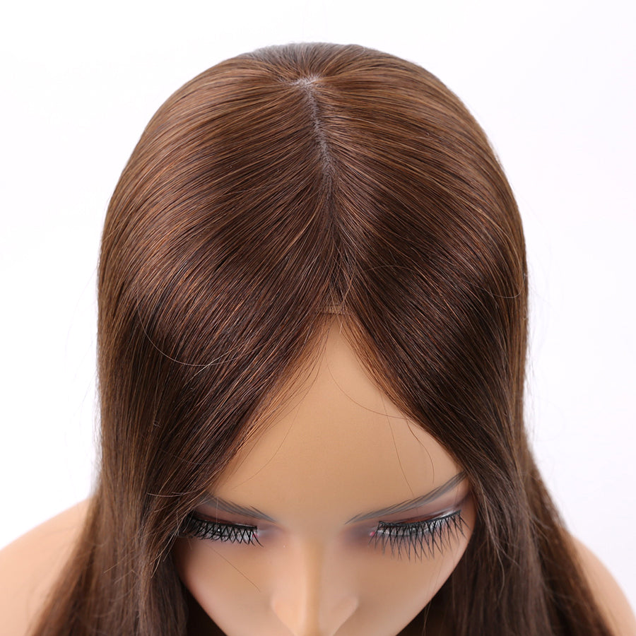 Salvihair-Topper-A06,Real hairTopper ,14inch Dark roots brown Ombre  color injection top hairpiece , soft hair topper ,130% density ,150% density ,more natural cuticle raw human hair ,Hight quality ,factory direct price（副本）（副本）